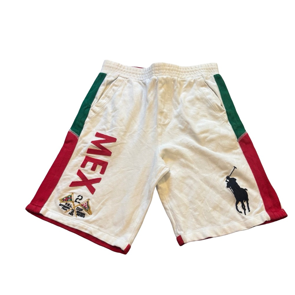 Polo Ralph Lauren Kids XL 18-20 Mexico Big Pony Pique Shorts White Red Green